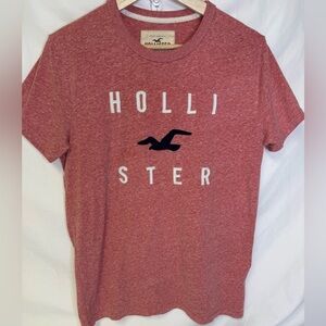 Hollister Red Heather Logo Short Sleeve Tee